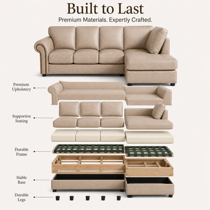 Cream 5 Seater Right  hand facing