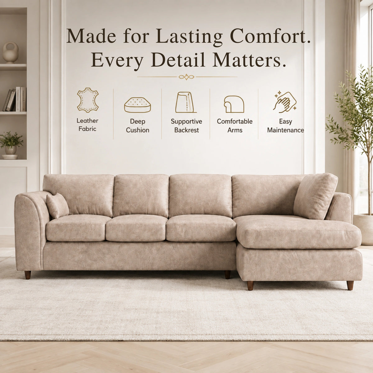 Cream | 5 Seater | Right Hand Facing