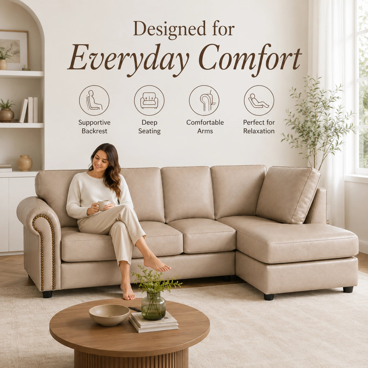 Cream 5 Seater Right  hand facing