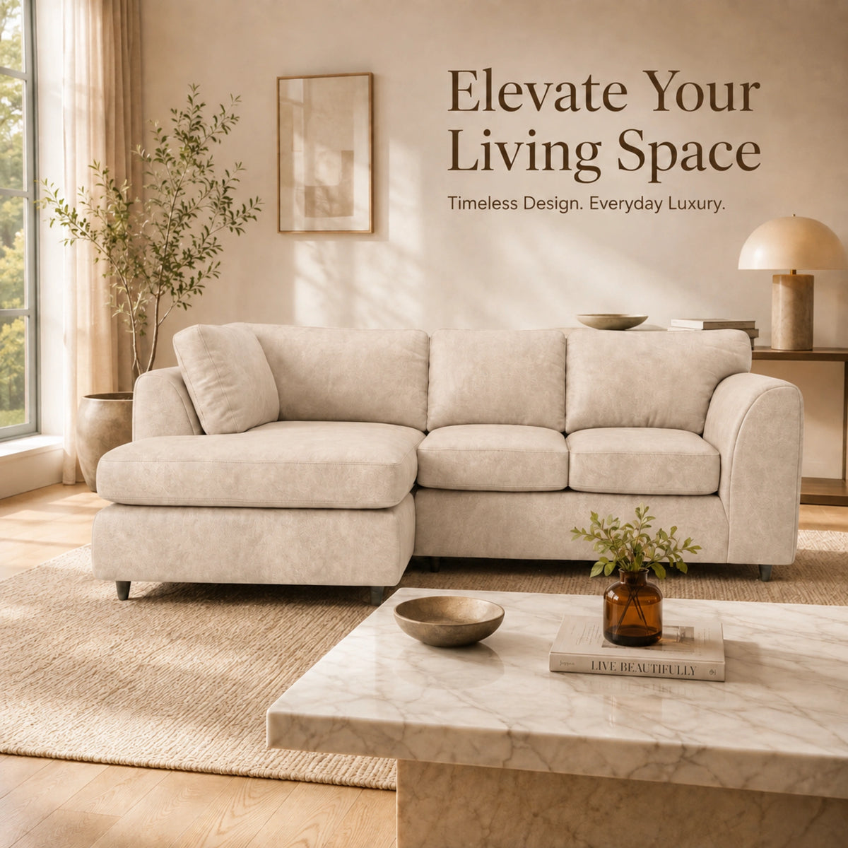 Cream | 4 Seater | Left Hand Facing