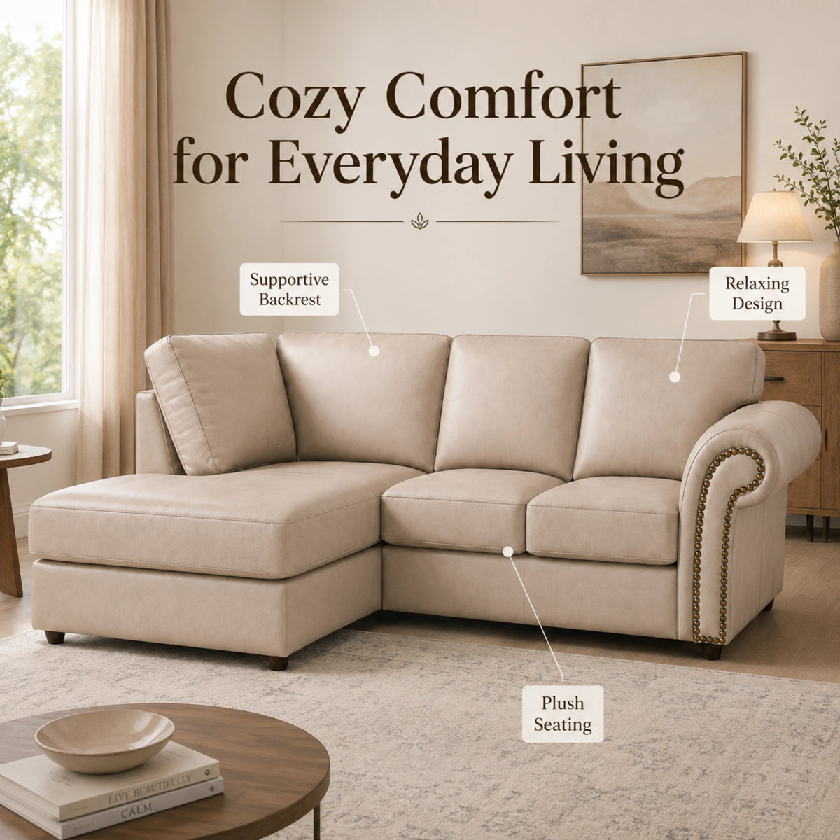 Cream 4 Seater Left hand facing