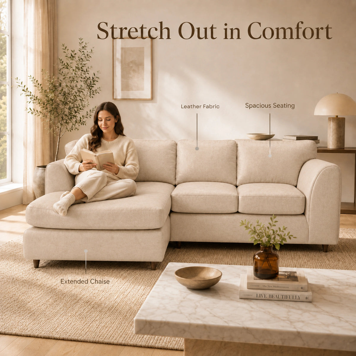 Cream | 4 Seater | Left Hand Facing