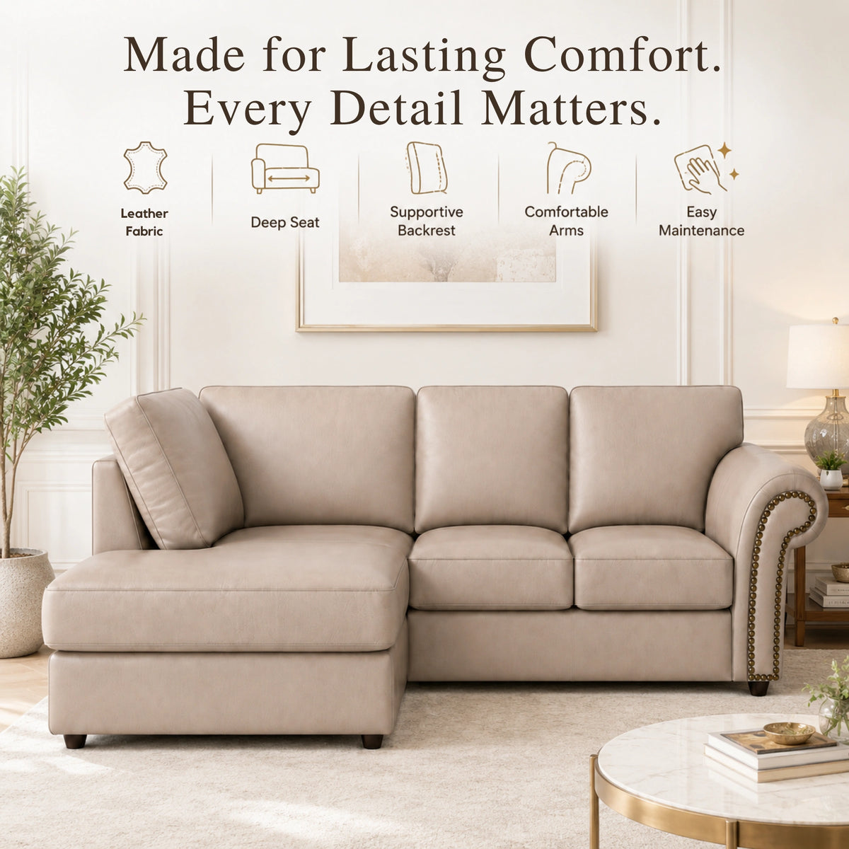 Cream 4 Seater Left hand facing