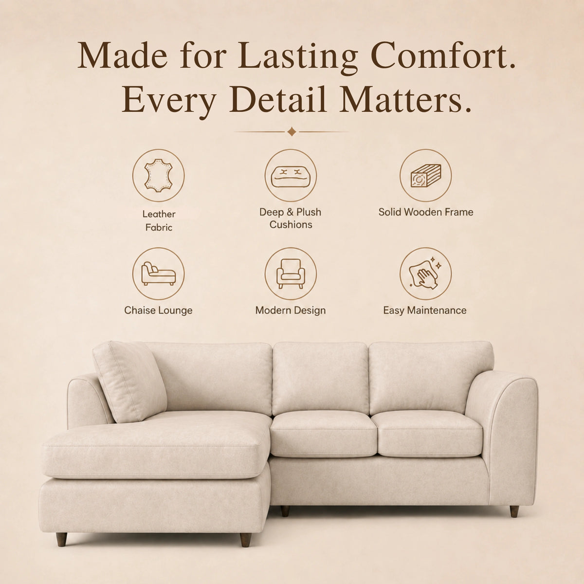 Cream | 4 Seater | Left Hand Facing