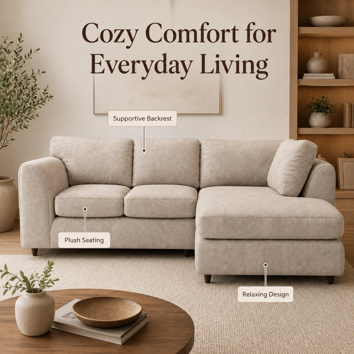 Cream | 4 Seater | Right Hand Facing