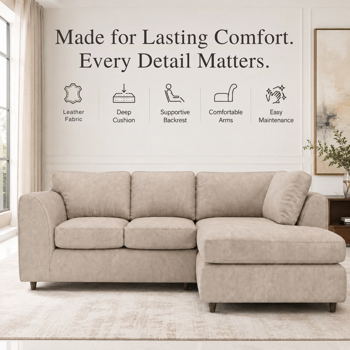 Cream | 4 Seater | Right Hand Facing