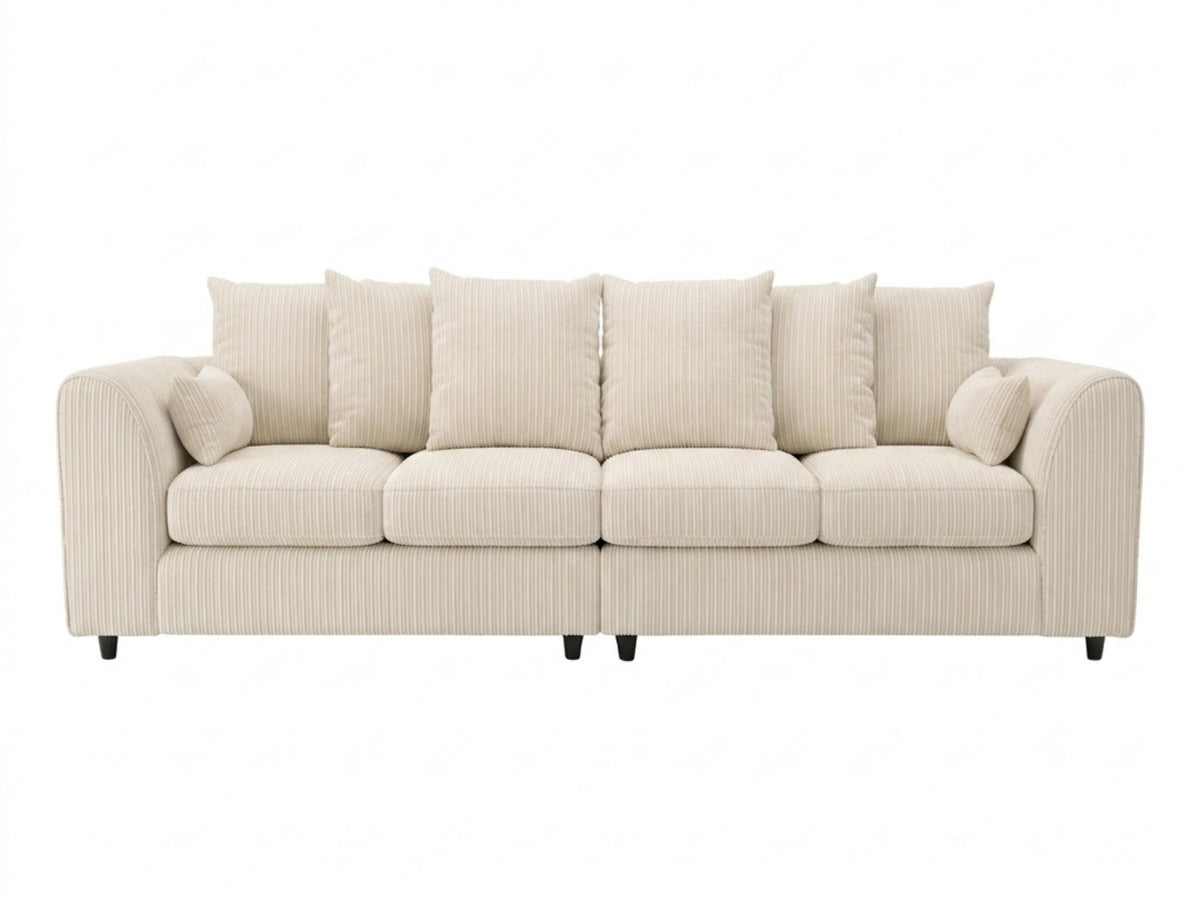 Cream jumbo cord fabric 4-seater scatter back corner sofa by Gamzo Outlet, showcasing plush cushioning and modern design.