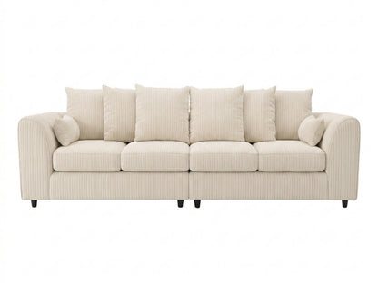 Cream jumbo cord fabric 4-seater scatter back corner sofa by Gamzo Outlet, showcasing plush cushioning and modern design.