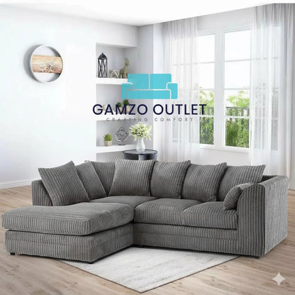 Jumbo Cord Fabric  L Shape Scatter Back Sofa