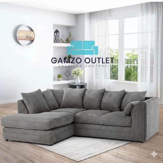 Jumbo Cord Fabric  L Shape Scatter Back Sofa