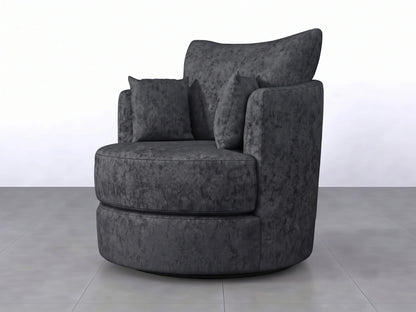 Dark grey Gamzo Outlet Alaska Fabric Swivel Chair with cushioned seat and backrest, showcasing a modern, comfortable design.