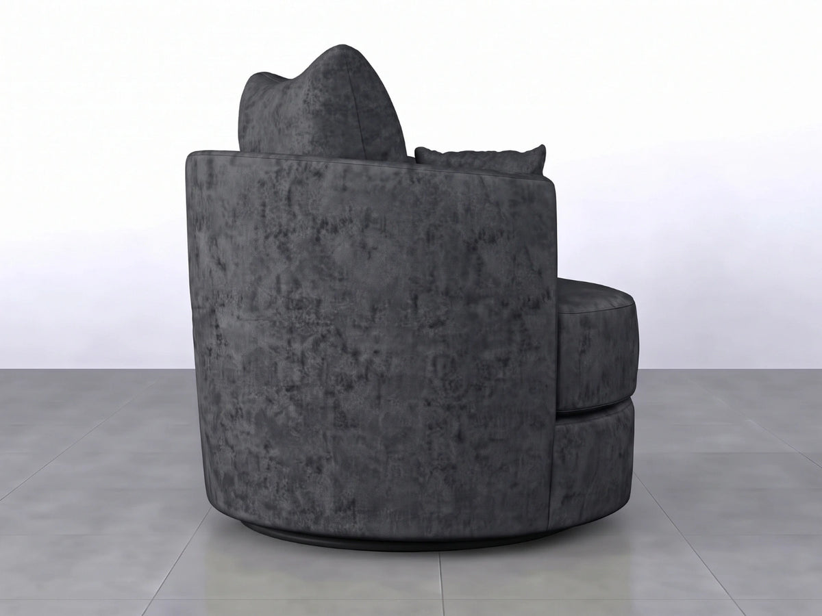Dark grey Gamzo Outlet Alaska Fabric Swivel Chair with cushioned seat and backrest, modern design for living room or office use.