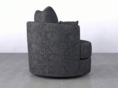 Dark grey Gamzo Outlet Alaska Fabric Swivel Chair with cushioned seat and backrest, modern design for living room or office use.