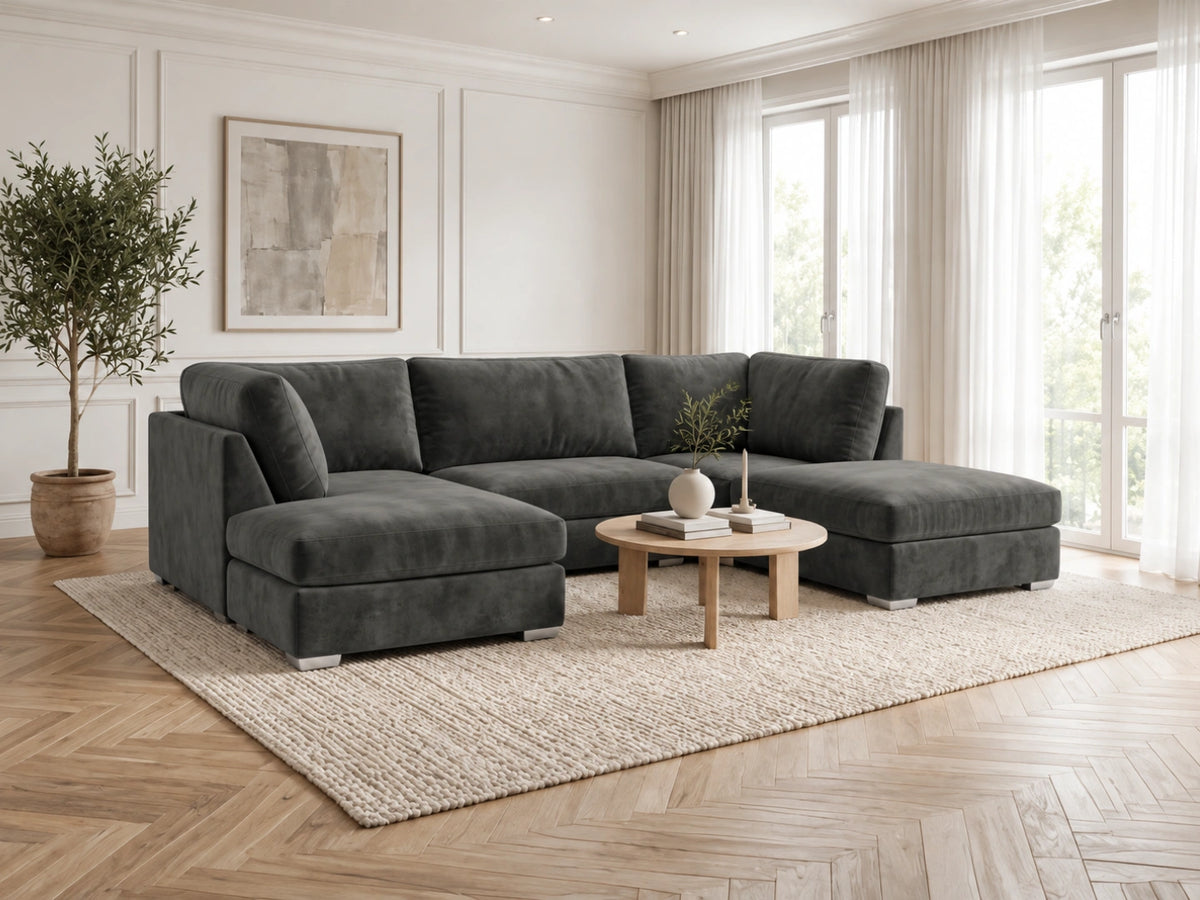Dark grey U-shaped furniture piece by Gamzo Outlet, showcasing its curved design and smooth surface.
