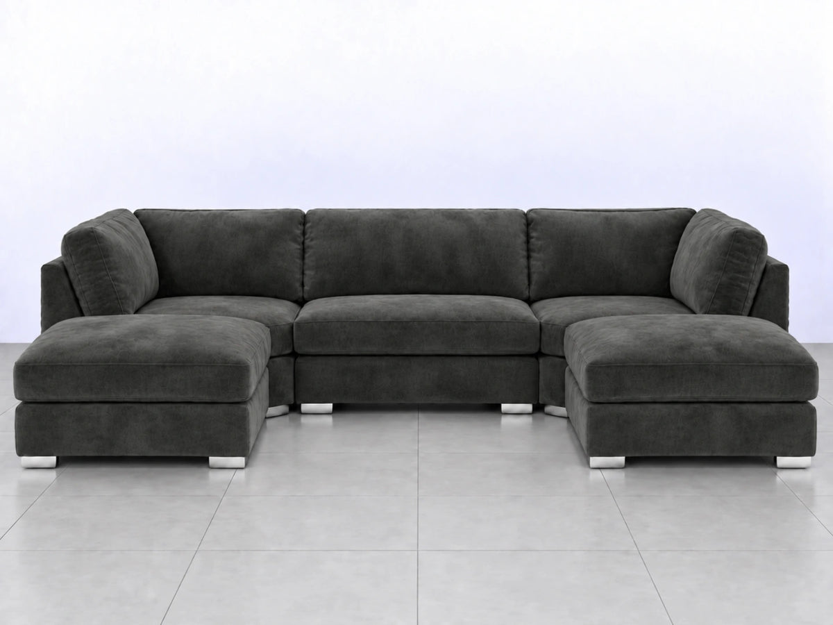 Dark grey U-shaped furniture piece from Gamzo Outlet, showcasing its curved design and smooth finish.