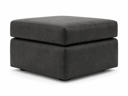 Black leather footstool from Gamzo Outlet's Dillon full back sofa set, showcasing plush upholstery and modern design.