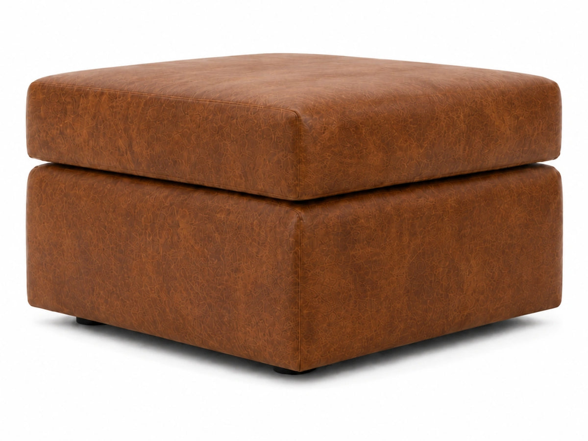 Brown Dillon full back leather sofa footstool from Gamzo Outlet, showcasing plush leather upholstery and sturdy design.