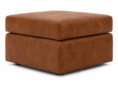 Brown Dillon full back leather sofa footstool from Gamzo Outlet, showcasing plush leather upholstery and sturdy design.