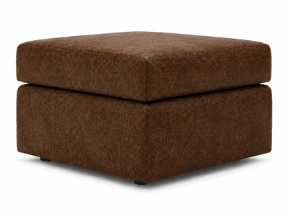 Chocolate brown Dillon full back leather sofa set footstool by Gamzo Outlet, showcasing plush leather and sturdy wooden legs.
