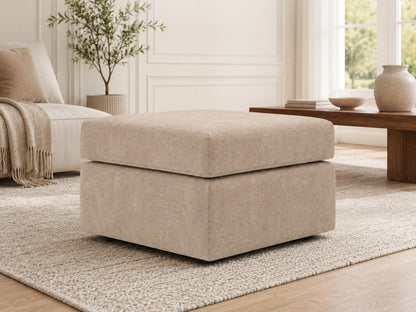 Cream leather footstool from the Wilcot full back sofa set by Gamzo Outlet, showcasing a plush, cushioned design.