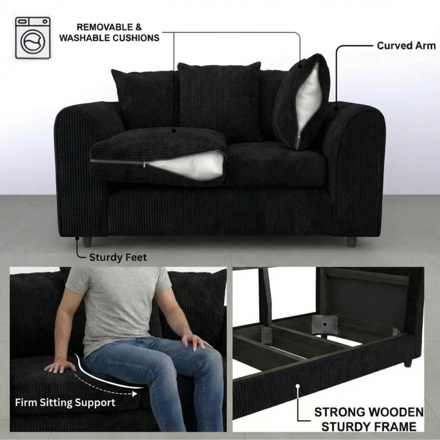 2 seater Black