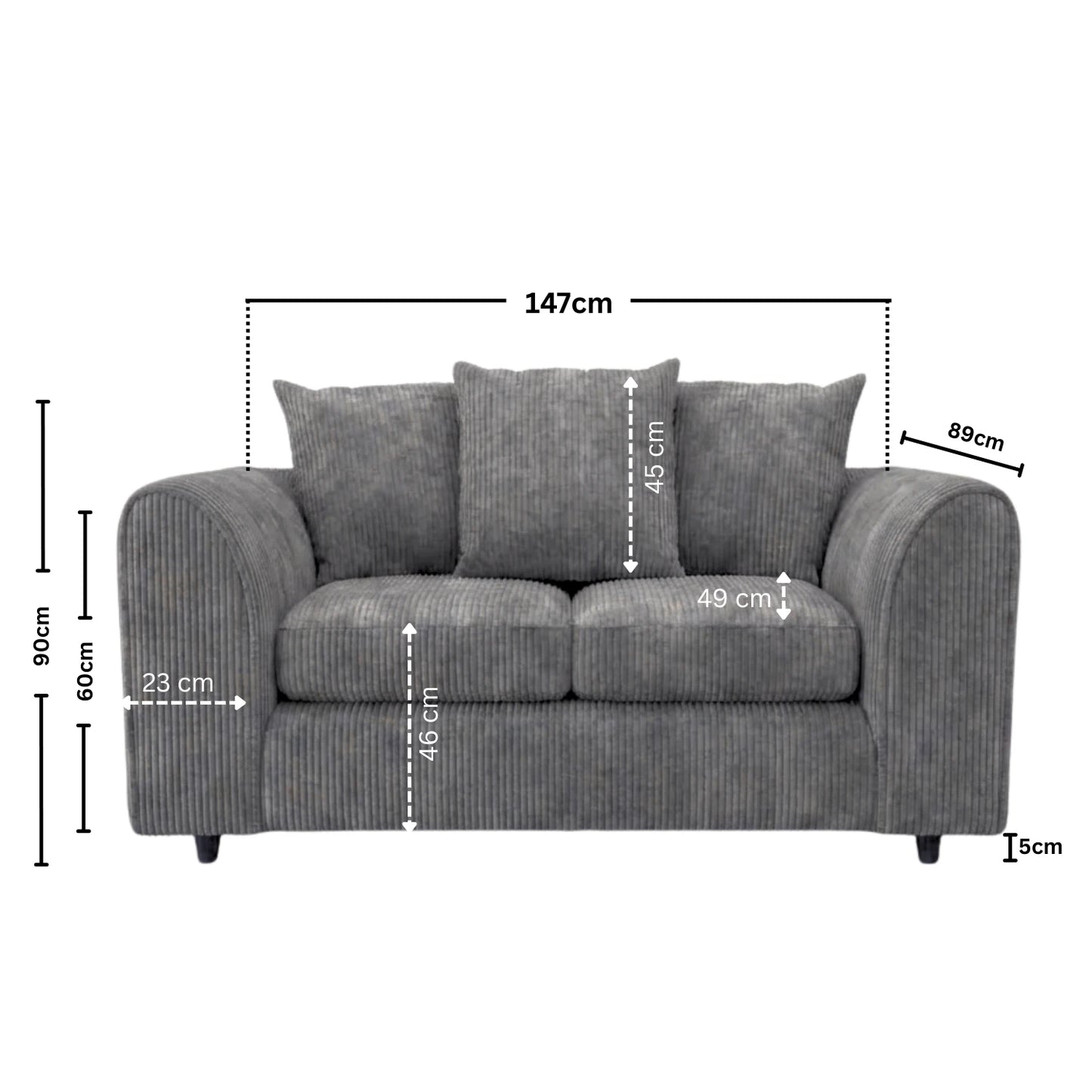 2 seater charcoal grey