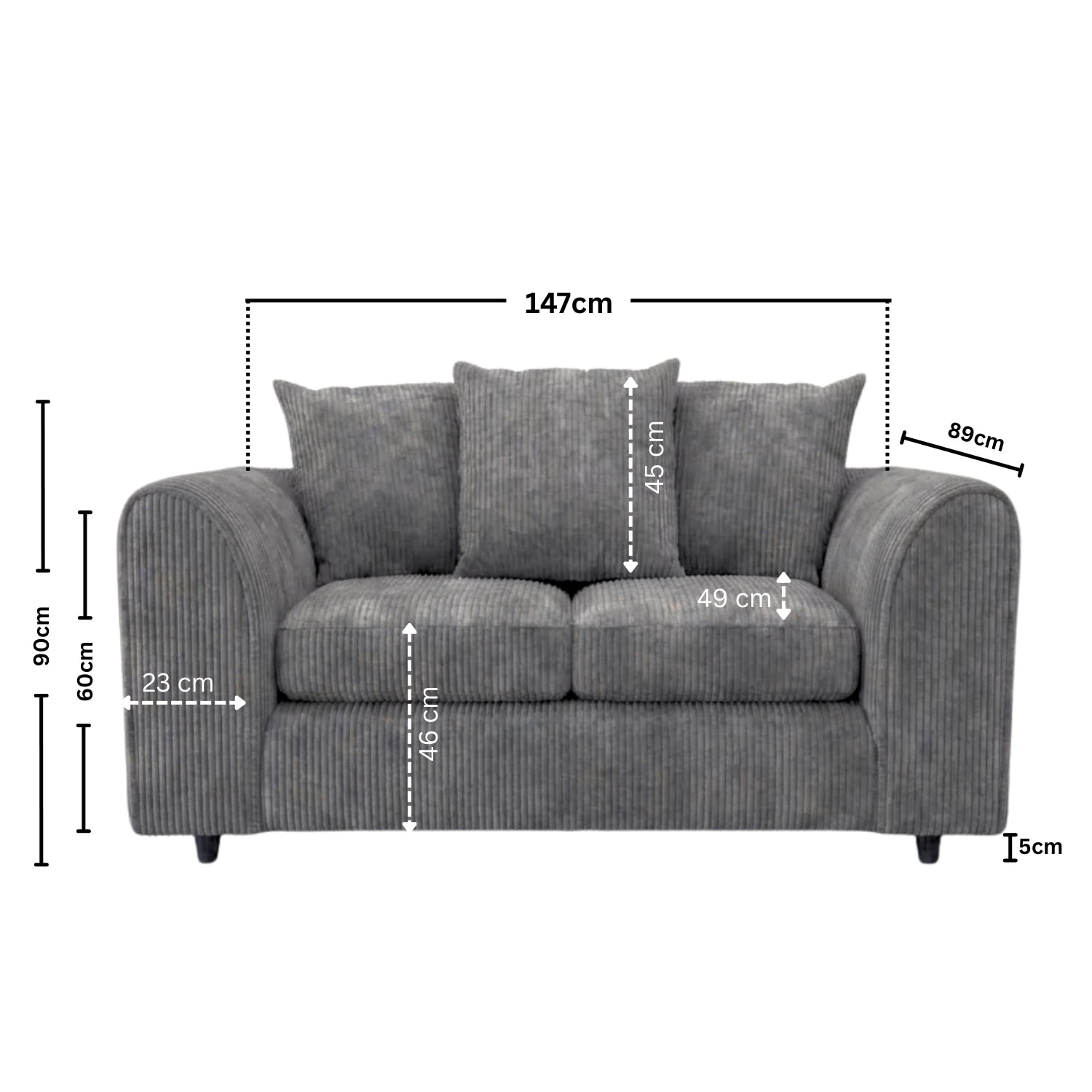 2 seater charcoal grey