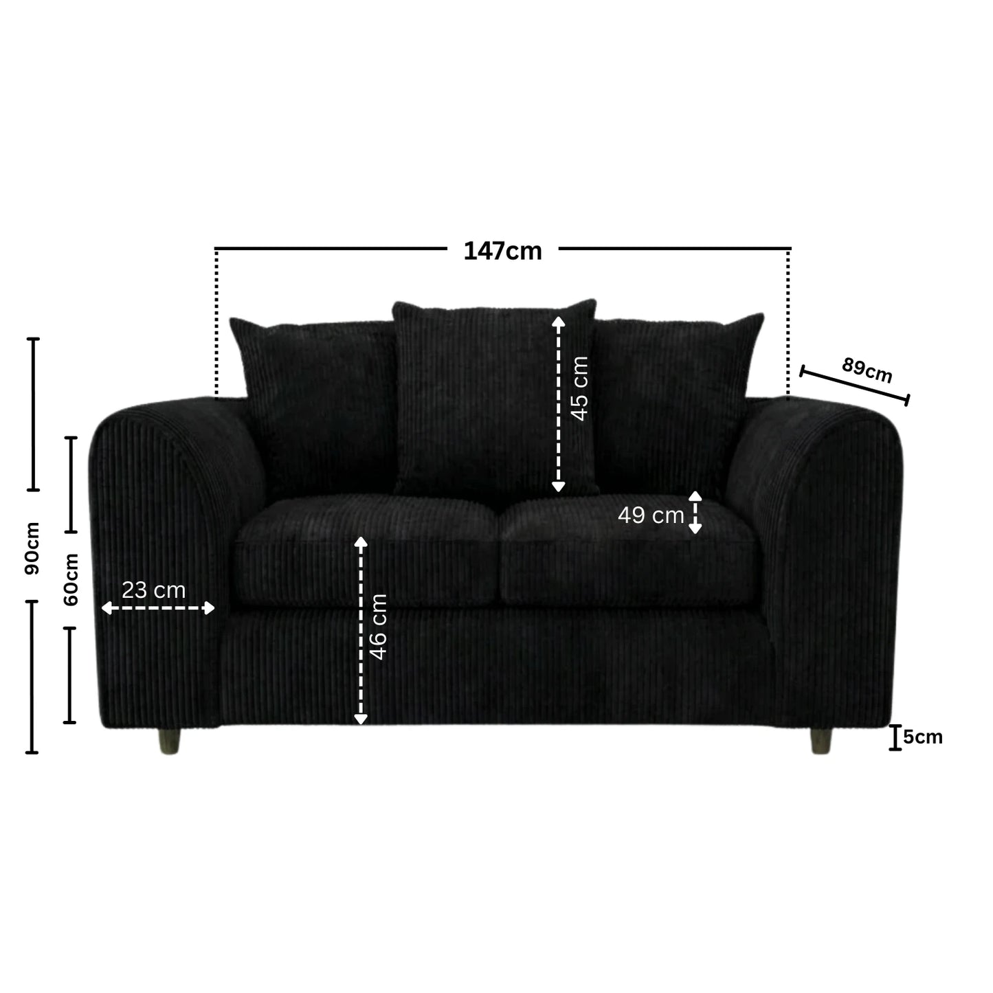 2 seater Black