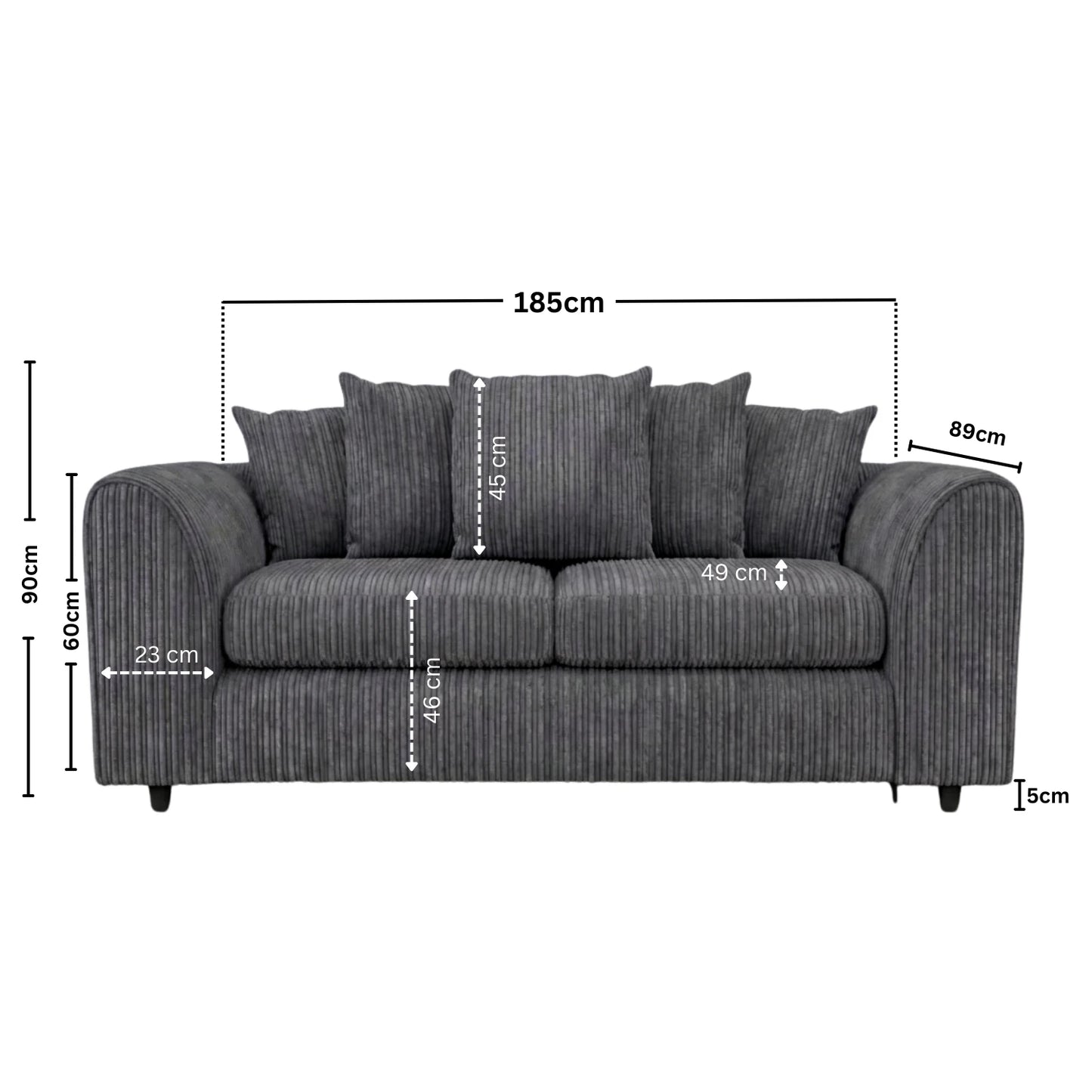 3 seater Charcoal Grey