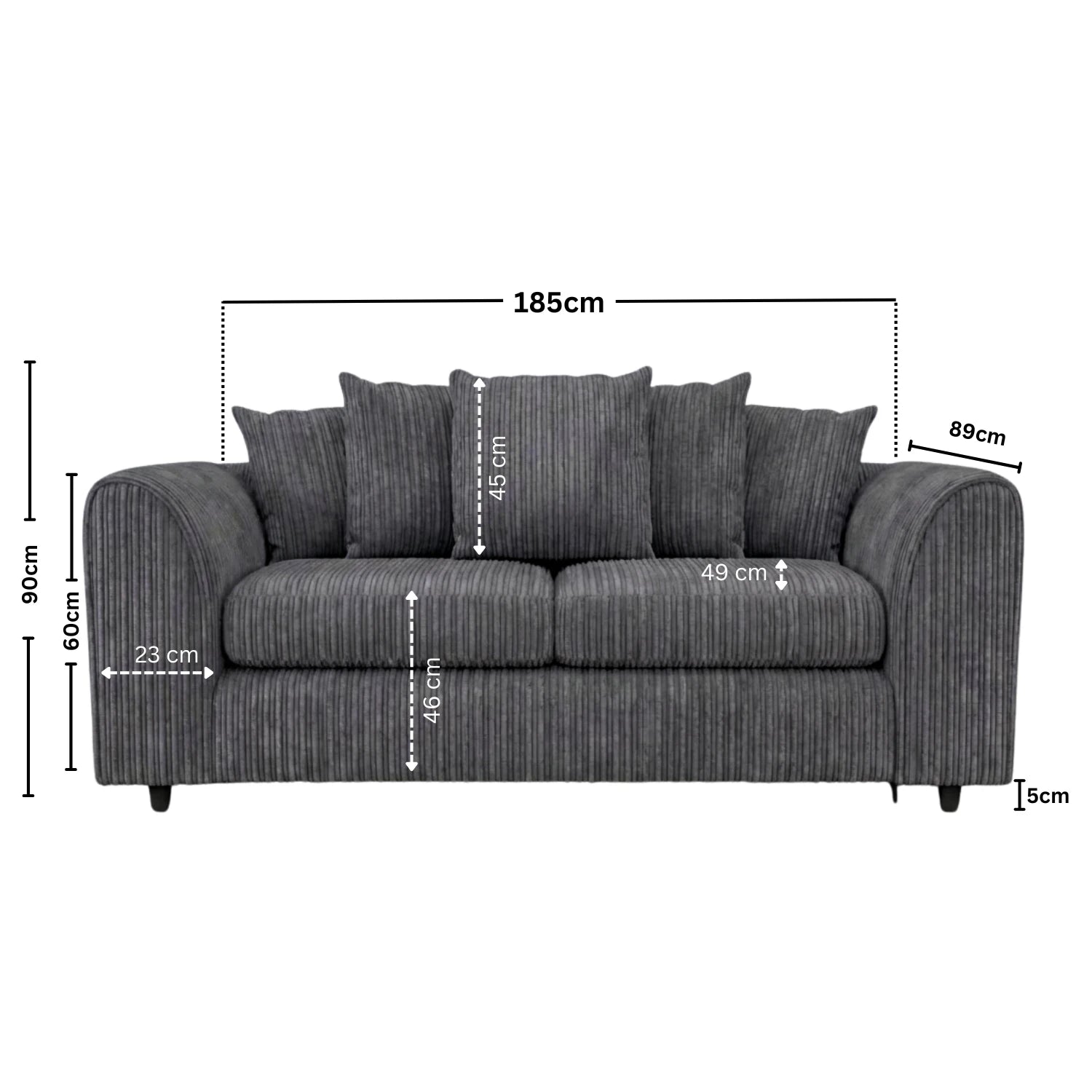 3 seater Charcoal Grey