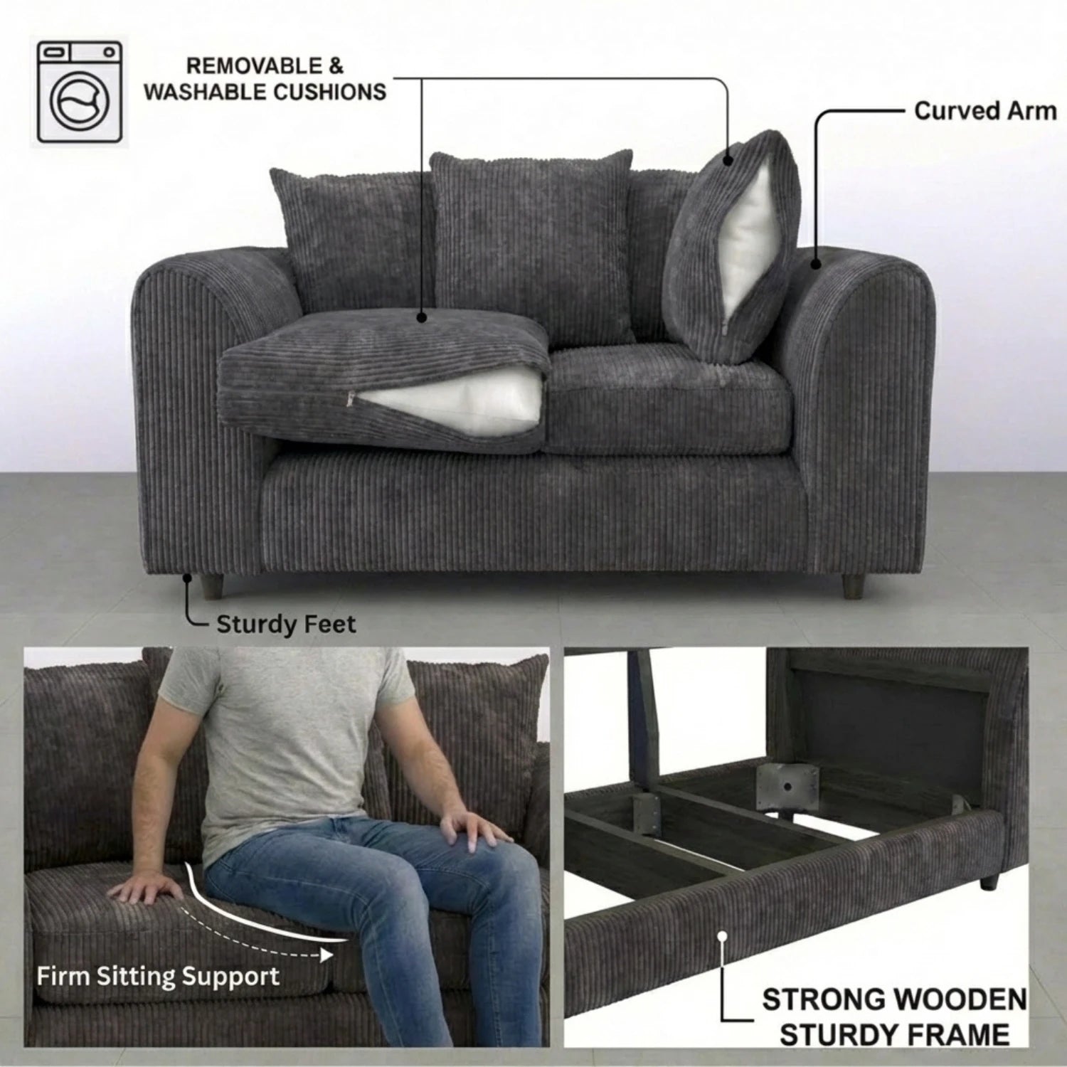 3 seater Charcoal Grey