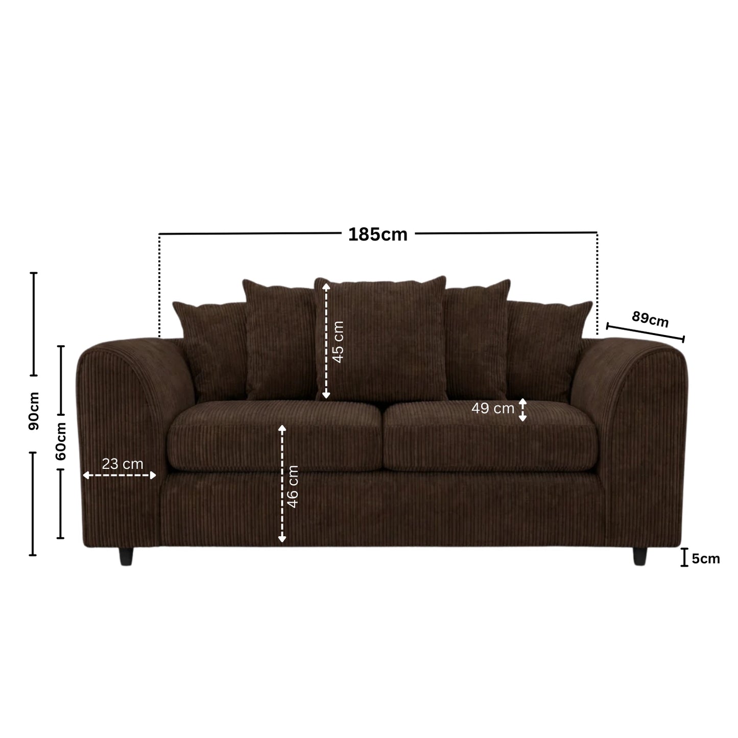 3 seater chocolate Brown