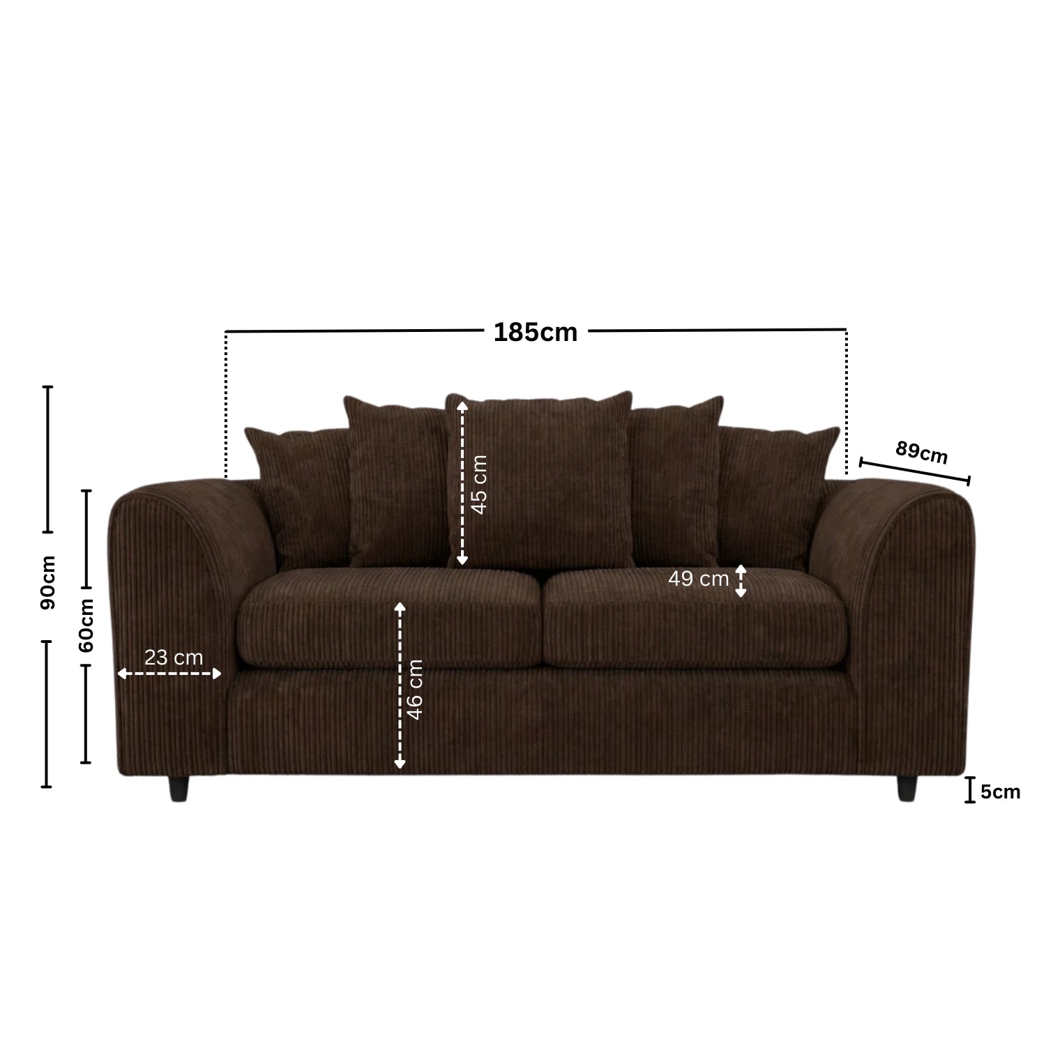 3 seater chocolate Brown