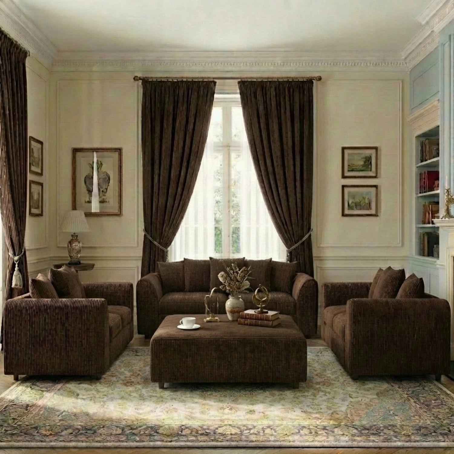 3 + 2 seater Chocolate Brown