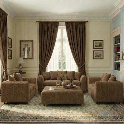 Jumbo cord fabric scatter back sofa set by Gamzo Outlet featuring plush cushions and modern design in a living room setting.