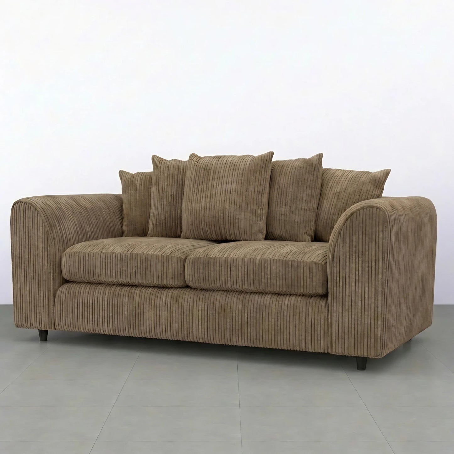 Gamzo Outlet jumbo cord fabric scatter back sofa set with plush cushions and modern design, shown in a stylish living room setting.