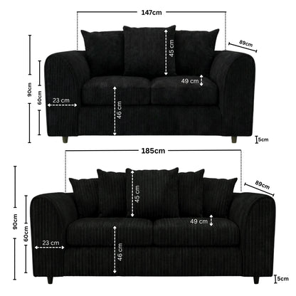 3 + 2 seater Black