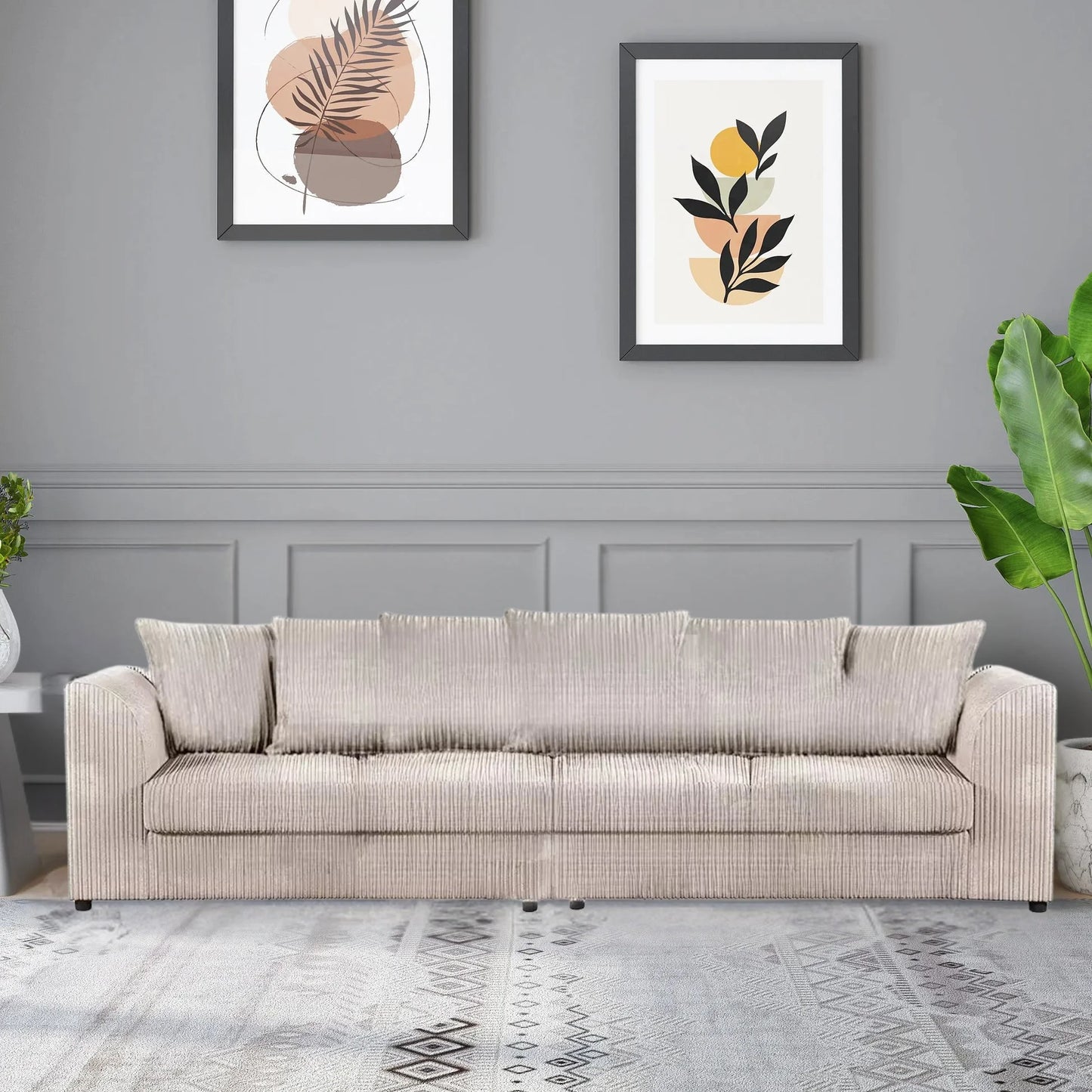 Jumbo Cord Fabric 4 Seater Scatter Back Sofa