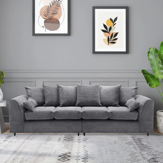Jumbo Cord Fabric 4 Seater Scatter Back Sofa
