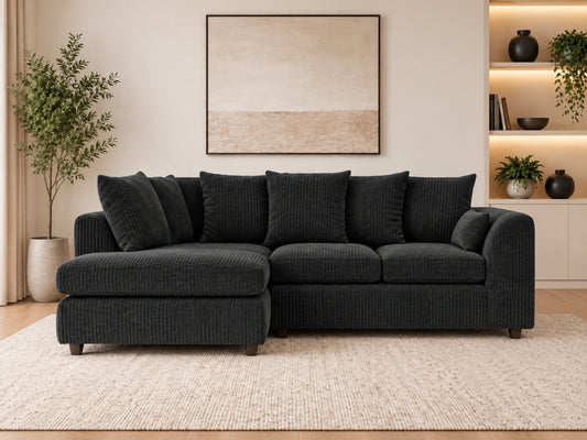 Jumbo Cord Fabric L Shape Scatter Back Sofa