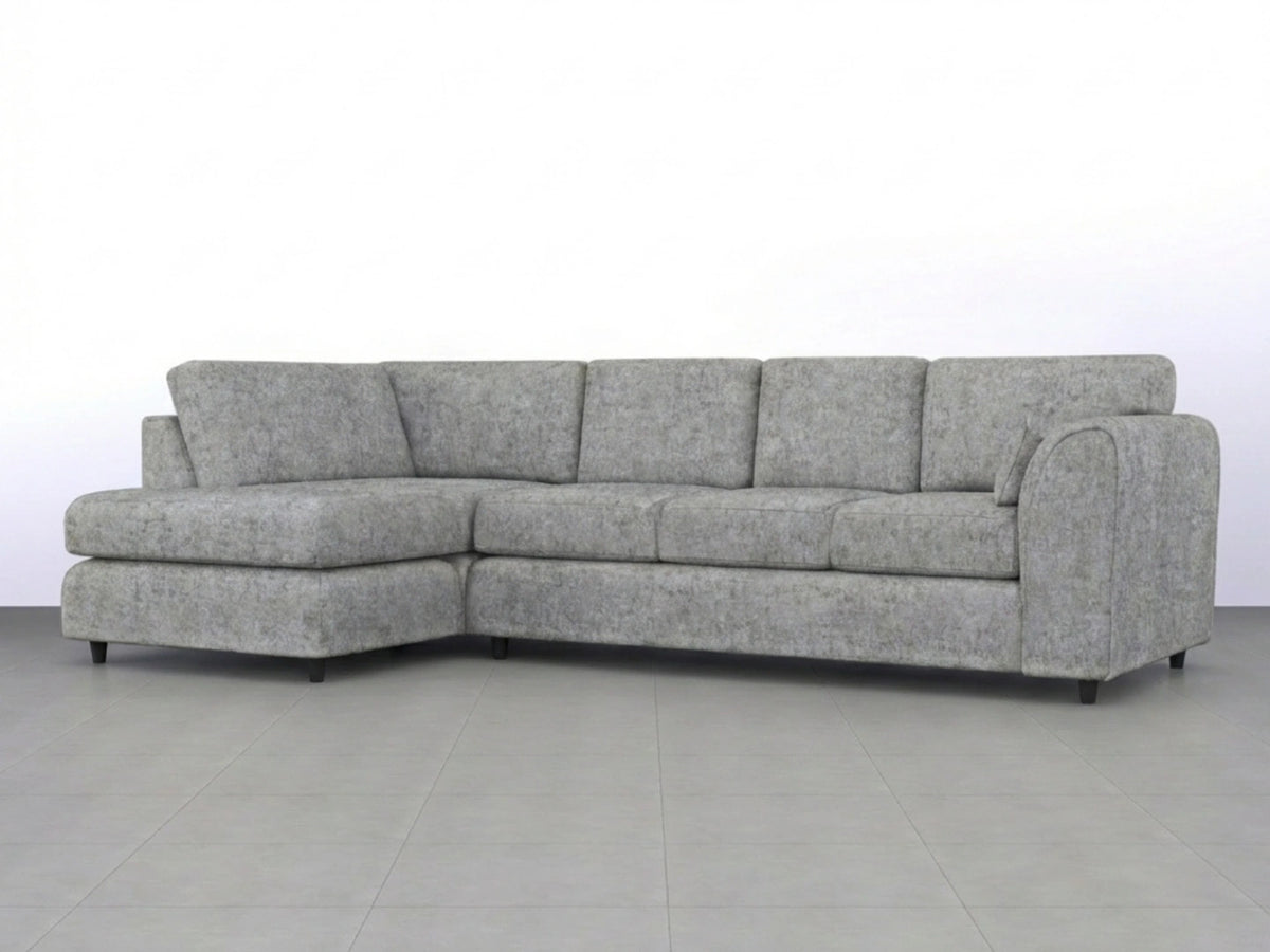 Light grey Alaska Full Back XL L-Shape sofa by Gamzo Outlet, shown in a modern living room setting with plush cushions.