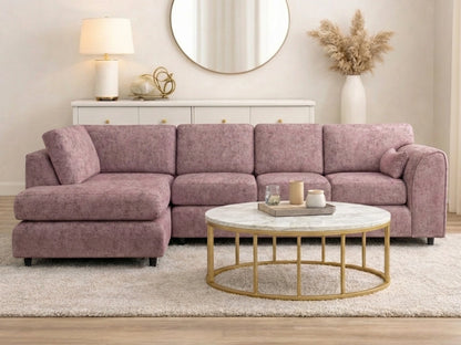 Pink Alaska Full Back XL L-Shape Sofa by Gamzo Outlet, showing the left side with plush cushions and modern design.