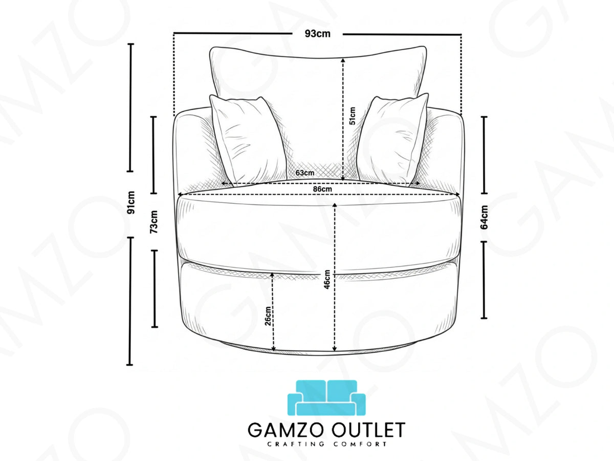 Light grey Gamzo Outlet Alaska Fabric Swivel Chair with cushioned seat and backrest, modern design for living room or office use.