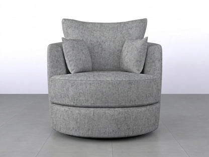 Light grey Gamzo Outlet Alaska Fabric Swivel Chair with cushioned seat and backrest, featuring a modern design and swivel base.