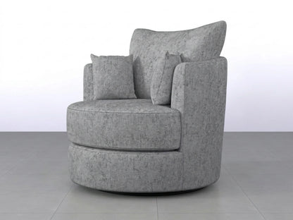 Light grey Gamzo Outlet Alaska Fabric Swivel Chair with cushioned seat and backrest, featuring a modern design and swivel base.