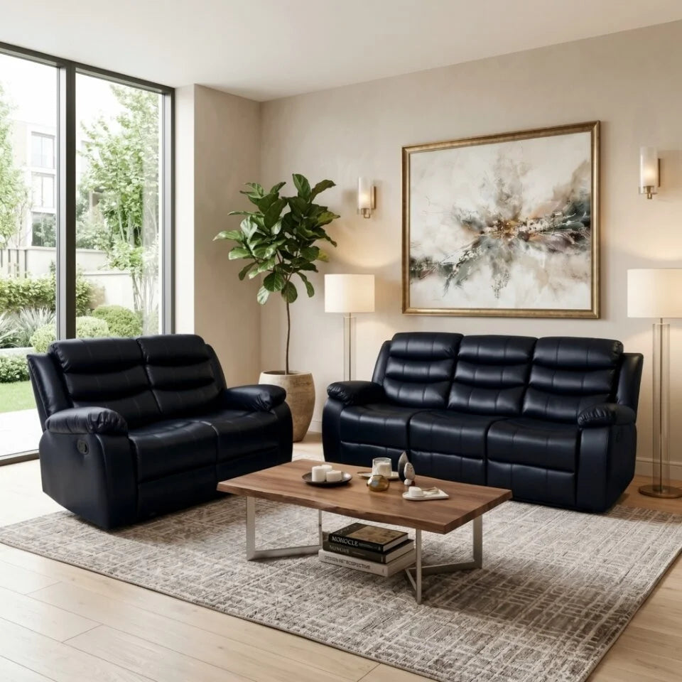 3 + 2 seater black