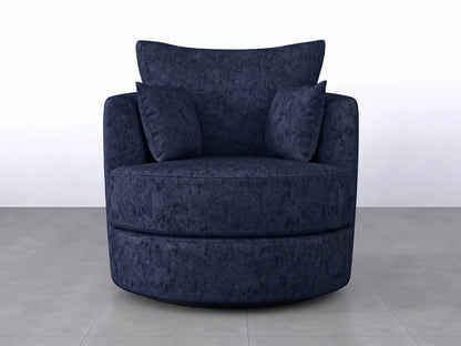 Midnight blue Gamzo Outlet Alaska Fabric Swivel Chair with cushioned seat and backrest, modern style for living room or office.