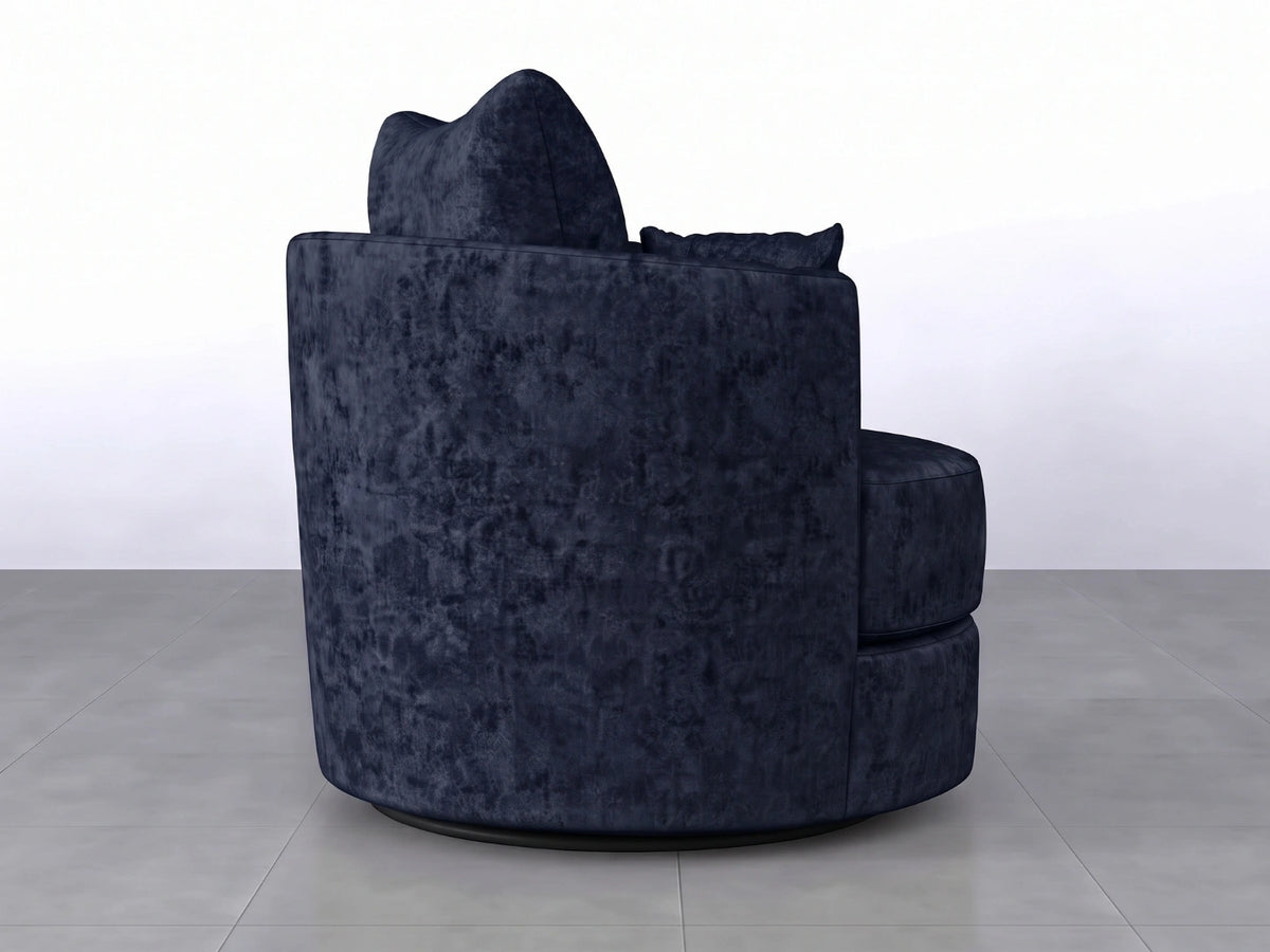 Midnight blue Gamzo Outlet Alaska Fabric Swivel Chair with cushioned seat and backrest, modern design for living room or office.