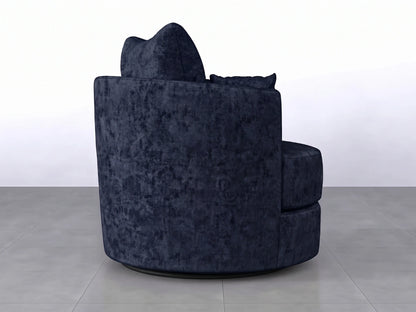 Midnight blue Gamzo Outlet Alaska Fabric Swivel Chair with cushioned seat and backrest, modern design for living room or office.