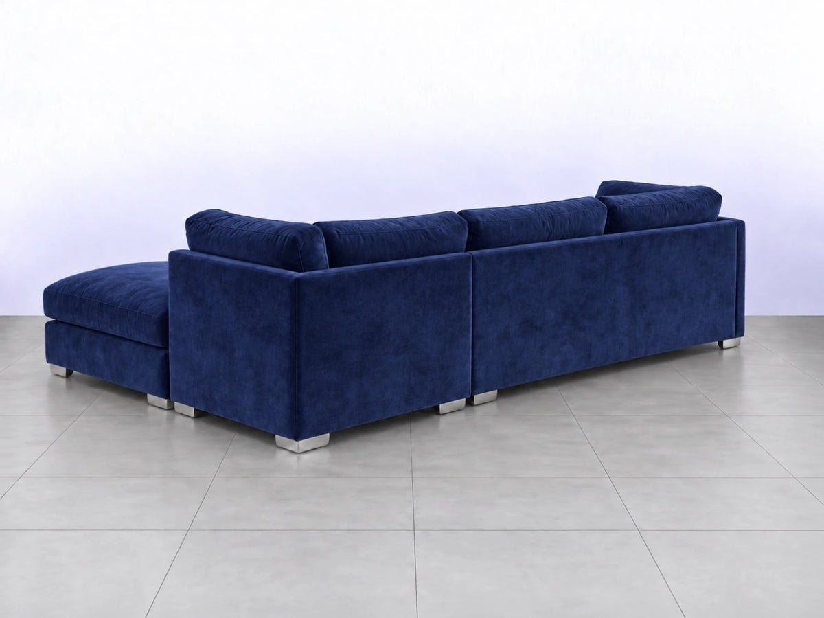 Midnight blue U-shaped cushion from Gamzo Outlet, showcasing its ergonomic U design and soft fabric material.